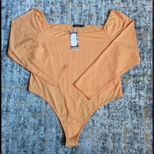 BOOHOO RIBBED SQUARE NECK BODYSUIT! NWT! SIZE 18